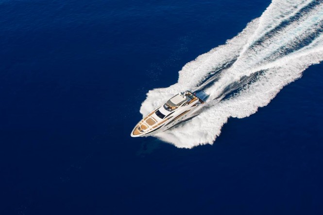 Amer 100 Yacht from above at full speed