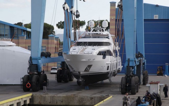 Benetti Delfino 93 superyacht Zehava at launch Benetti Delfino 93 superyacht Zehava at launch