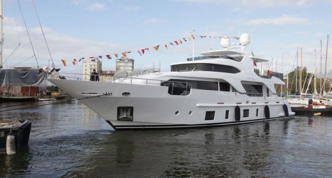 Luxury motor yacht Zehava on the water