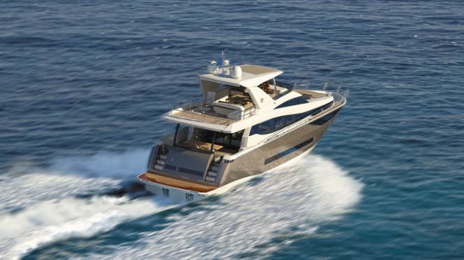 Luxury yacht Prestige 750 - aft view
