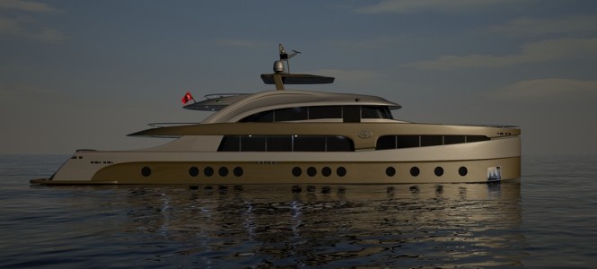 Luxury yacht UF - 42EK13 - 135 concept - side view Luxury yacht UF - 42EK13 - 135 concept - side view
