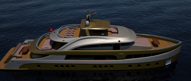 Motor yacht UF - 42EK13 - 135 concept from above Motor yacht UF - 42EK13 - 135 concept from above