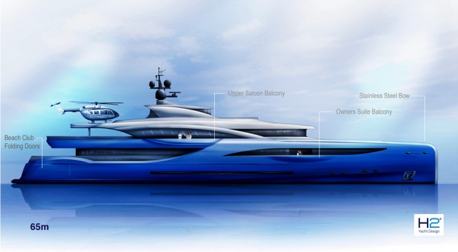 New 65m motor yacht exterior proposal by Dorries Yachts and H2 Yacht Design