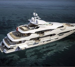 Photos from visit of Eddie Jordan at Sunseeker to check progress of Sunseeker 155 Yacht 