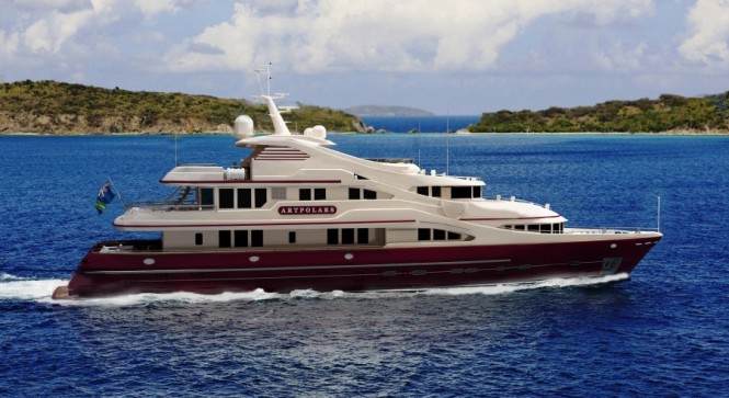 Rendering of the 40m superyacht Artpolars designed by Ginton NA