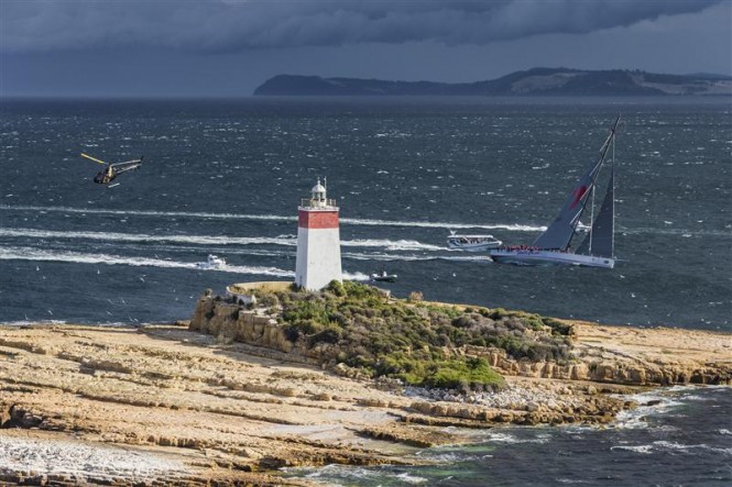Superyacht Wild Oats XI passing the iron pot - Photo credit to Rolex Carlo Borlenghi
