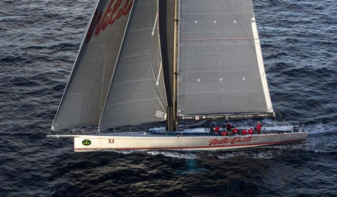 WILD OATS XI, second on the water, heads south to Hobart - Photo Rolex - Daniel Forster