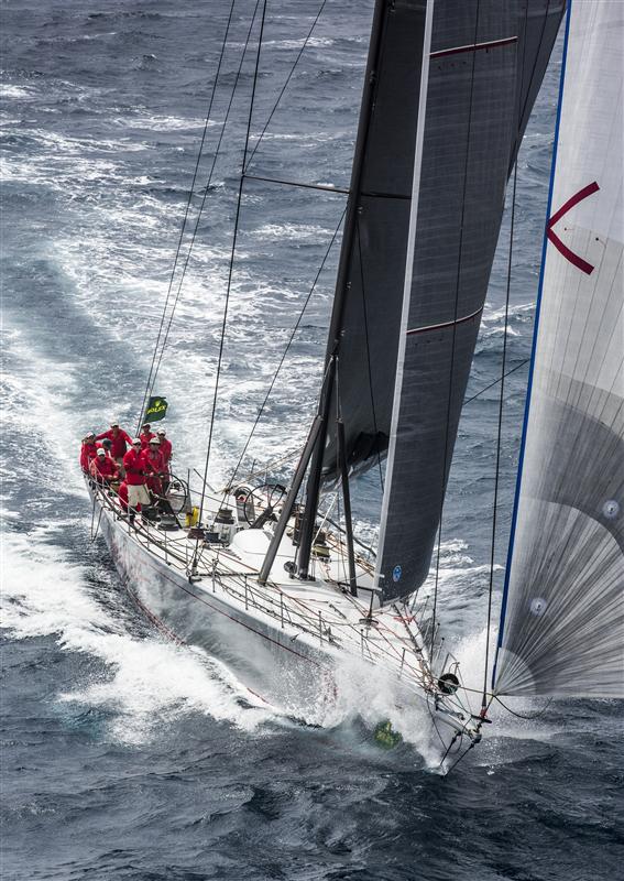 Wild Oats XI Yacht on the approach to the finish line - Photo credit to Rolex Daniel Forster