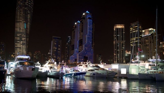 Dubai International Boat Show by night