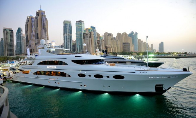 Luxury superyachts on display at Dubai International Boat Show