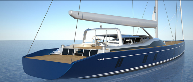 46m Tripp-designed sailing yacht - aft view