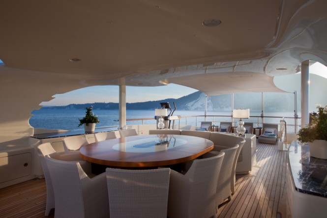 50m Luxury yacht Belle Anna by ISA Yachts - Al Fresco Dining - Sun Deck