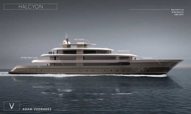 77m superyacht HALCYON concept by Adam Voorhees Design
