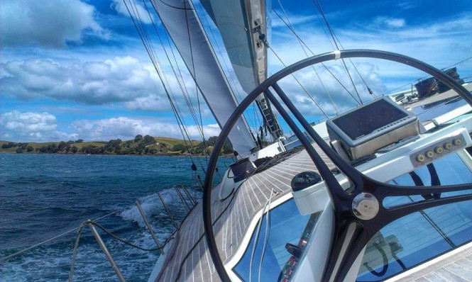 A little teaser from sea trials of Indio superyacht in Hauraki Gulf - Photo by Matthew Bridge