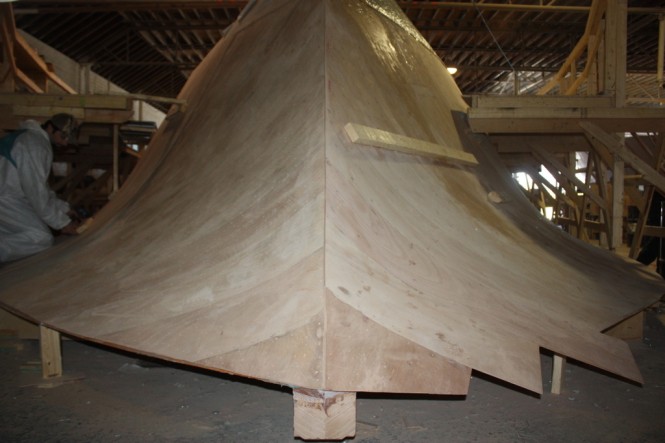 Blank Check superyacht - Nearing side planking completion