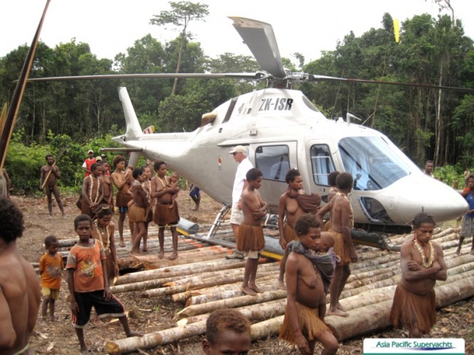 'Building Heli landing at Irian Jaya'