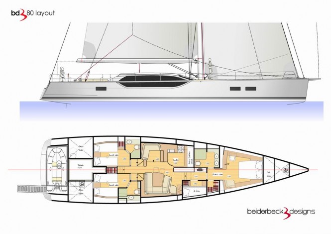 Luxury yacht Bd80 - Layout