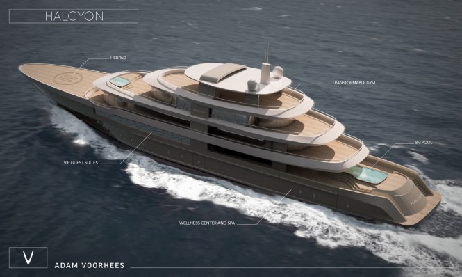 Luxury yacht HALCYON concept from above