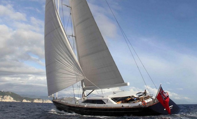 Luxury yacht State of Grace under sail