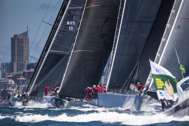Maxi yachts at the start of the Rolex Sydney Hobart Race
