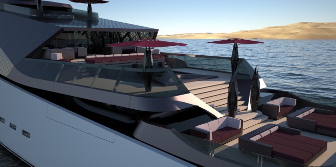 Mega yacht Project DUNE 75 - aft decks Mega yacht Project DUNE 75 - aft decks