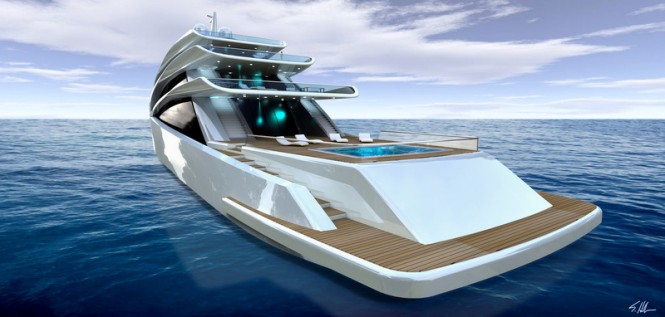 Motor yacht SPIRA concept design - aft view