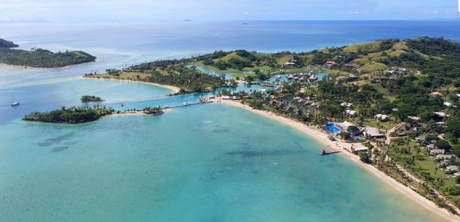 Musket Cove Island Resort and Marina from above