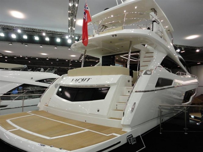 New Sunseeker 75 Yacht on display at the 2014 London Boat Show