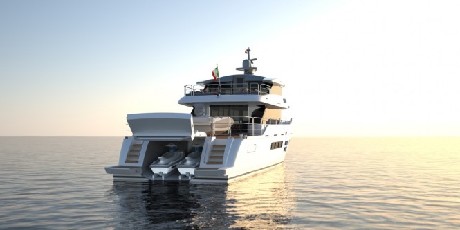 Oceanic - Canados 90' luxury yacht Hull no. 1 - aft view