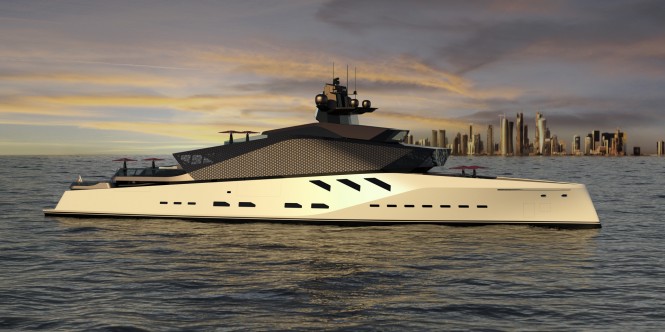 Project DUNE 75 superyacht - side view