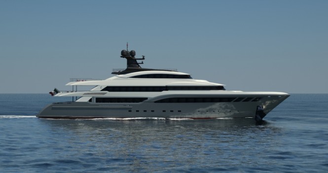 Rendering of Columbus Classic 68m superyacht Hull C04