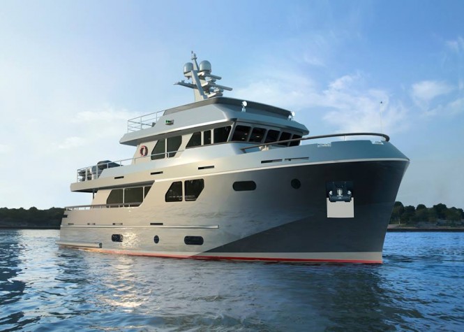 Rendering of luxury yacht Bering 80 by Bering Yachts