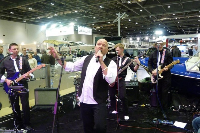 Sunseeker's very own staff band, The Sunseeker Renegades performing at London Boat Show to raise money for breast cancer clinical trials