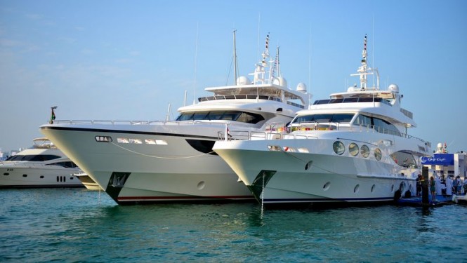 Luxury superyachts on display at Dubai Boat Show