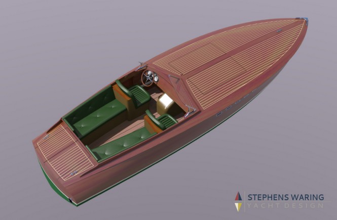 New 23ft luxury yacht tender by Stephens Waring from above