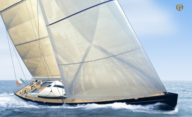 Perini Navi luxury yacht C.2130 under sail