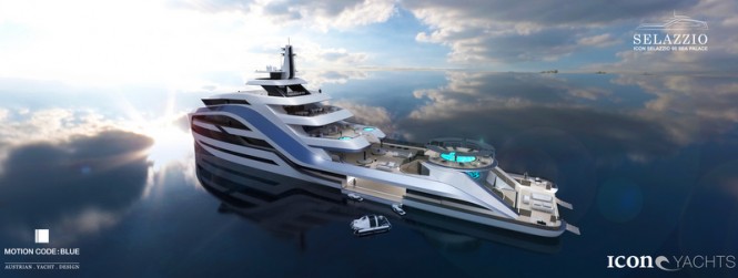 ICON superyacht SELAZZIO 95 SEA PALACE concept developed in partnership with Motion Code- Blue