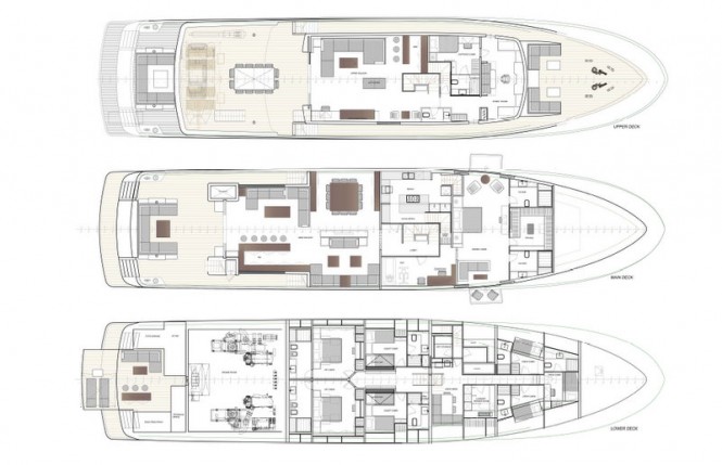 Luxury motor yacht 40XP concept - Decks