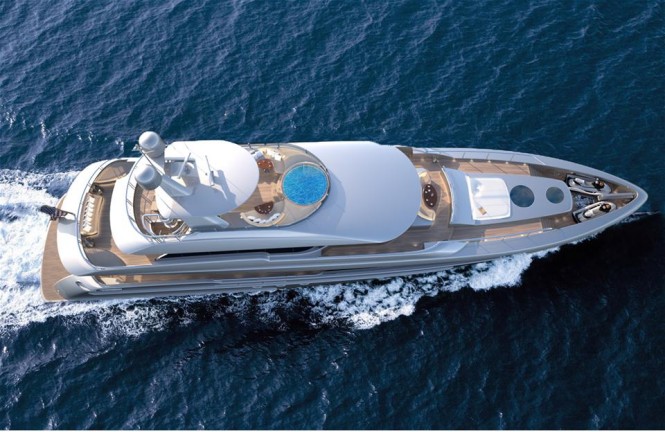Luxury yacht Burger 144 design from above