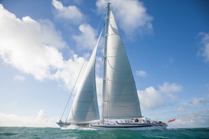 Luxury yacht M5 under sail - Photo by Andrew Wright