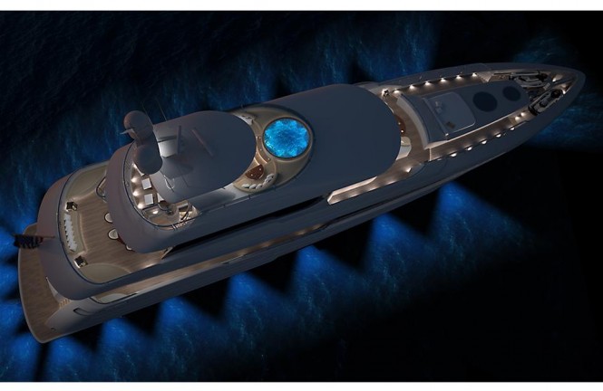 Motor yacht Burger 144 concept by night