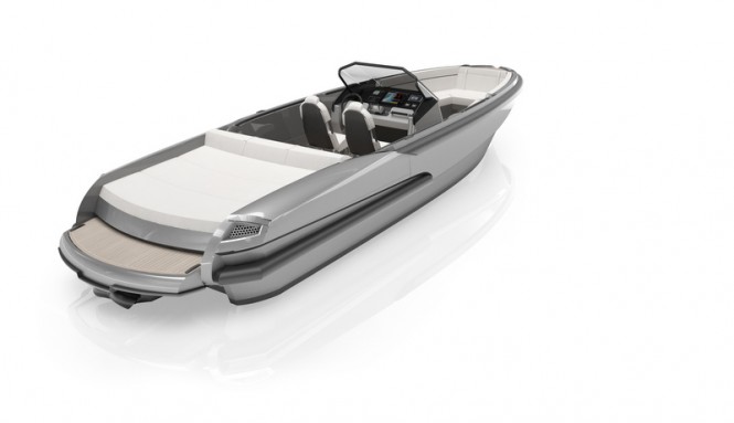 Ribbon R27 yacht tender - aft view Ribbon R27 yacht tender - aft view