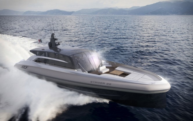 Sacs Strider 22 luxury yacht tender concept at full speed