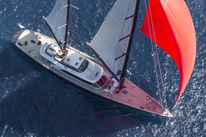 Sailing yacht Seahawk from above