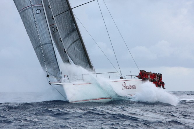George Sakellaris' Shockwave en route to Redonda. Credit: Tim Wright/photoaction.com