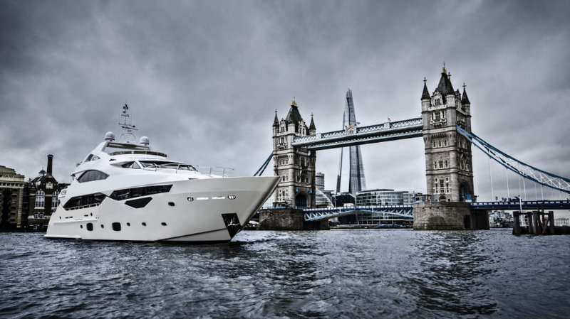 yacht by tower bridge