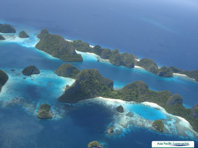 The fabulous Indonesia yacht charter location - Raja Ampat from above