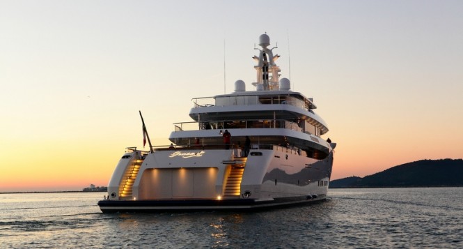 Luxury yacht Grace E - aft view