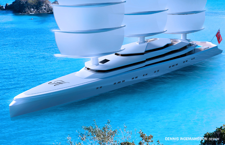 super yacht with sails
