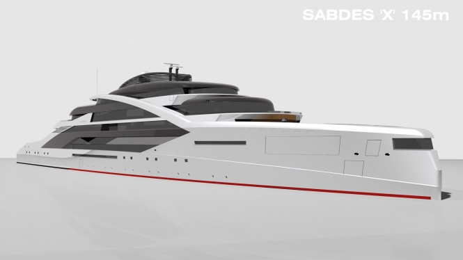 145m mega yacht 'Project X' by SABDES Superyacht Design